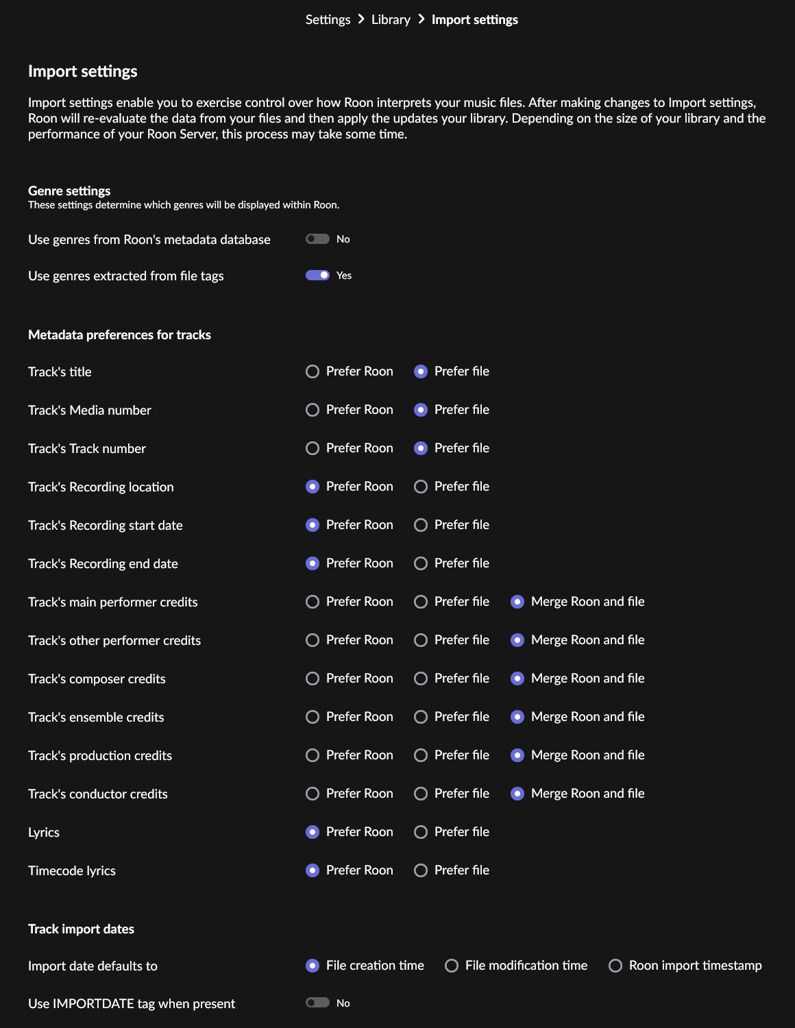 Import Settings